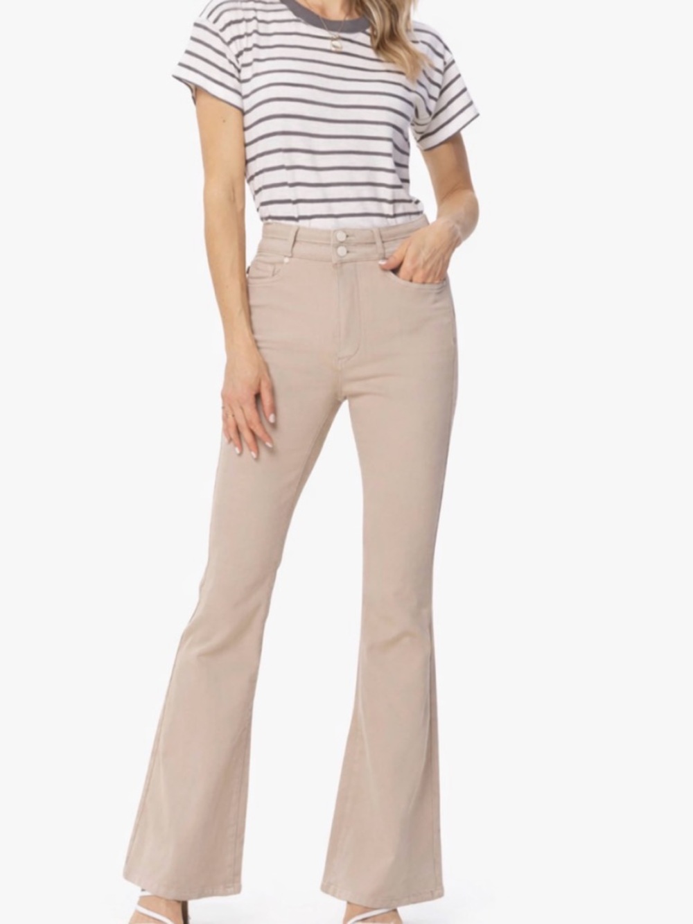 Judy Blue Garment Dyed Beige Bootcut Jeans Size‎ 18W High Rise Double Button